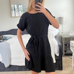 XíRENA black short sleeve flowy dress